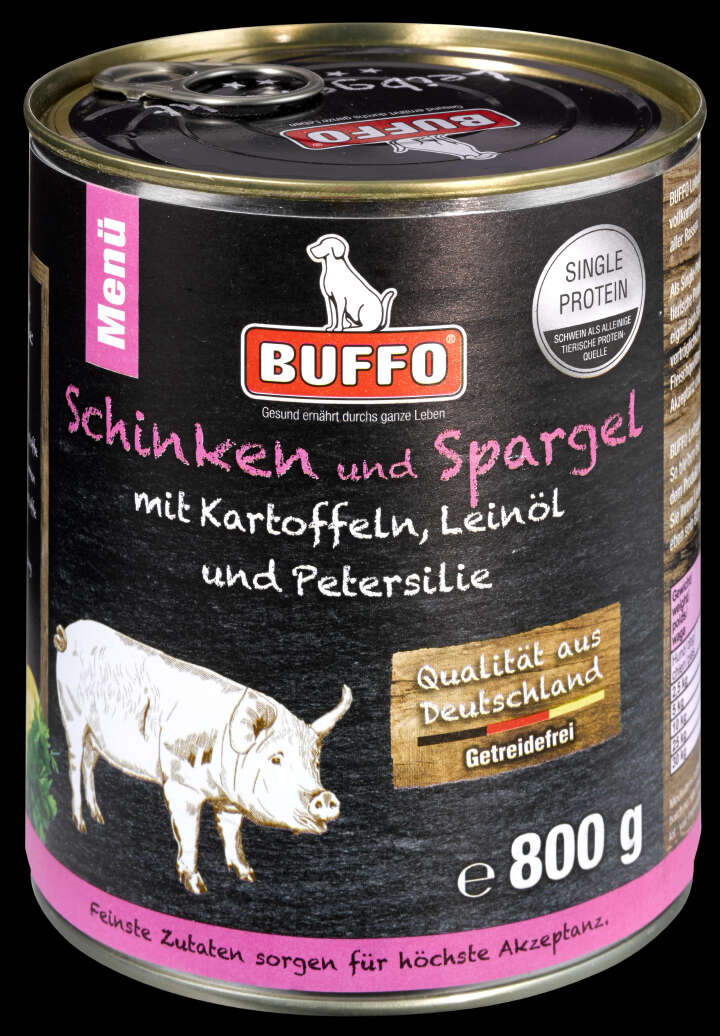 BUFFO Hunde-Nassfutter Leibgericht Schinken & Spargel